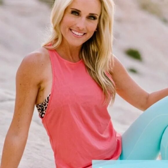 ZYIA Active Double Racer Tank- Coral Athletic Tank- Size Large - Picture 2 of 12